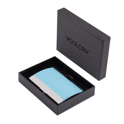 China 2021 high quality custom fashion logo pu business name card holder with box for sale