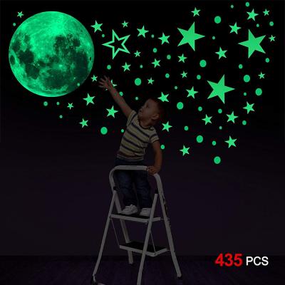 China Decorative Sticker Glow in the Dark Star and Moon Room Wall Stickers for Ceiling for sale