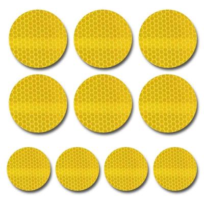 China Waterproof+Eco-friendly Outdoor Custom Yellow Round Reflective Sticker Bicycle Frame Decals Sticker for sale