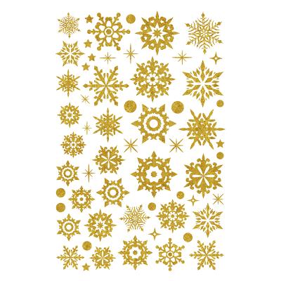 China Golden Window Sticker Snowflake Vinyl Window Sticker Decals Window Sticker For Kids for sale