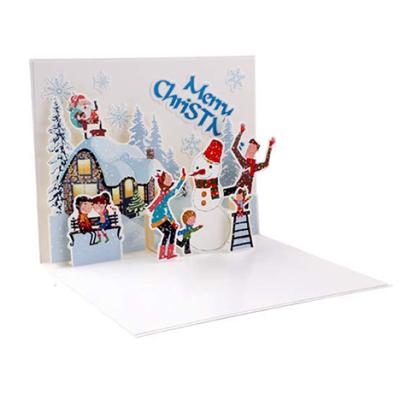 China Europe Holiday Typographic Printing Personalized Christmas Greeting Card Customizable Pop Up Greeting Cards for sale