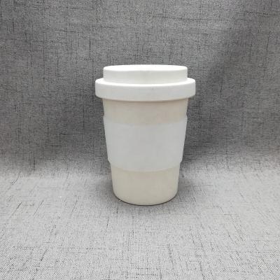 China Sustainable Bamboo Fiber Reusable Coffee Mug With Bamboo Lid And Sleeving Customized Printing for sale