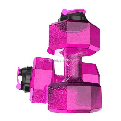 China Sustainable Dumbbell Shaped Cold Drink PET Plastic Unique Water Bottle for sale