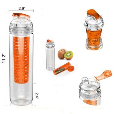 China Sustainable Tritan Fruit Infuser Water Bottle For Juice, Iced Tea, Lemonade And Sparkling Drinks for sale