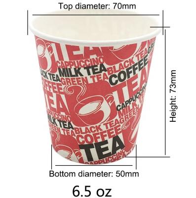 China 6.5oz Disposable Hot Drink Paper Cup For Paper Coffee Cup for sale