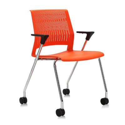 China Mobile Plastic Office Training Chair With Optional Casters Fabric Cushion for sale