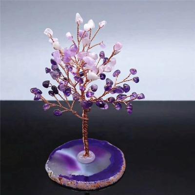 China Natural Amethyst Crystal Quartz Gemstone Bonsai Rich Lucky Tree Small Crystal Tree Rose Quartz from Europe for sale