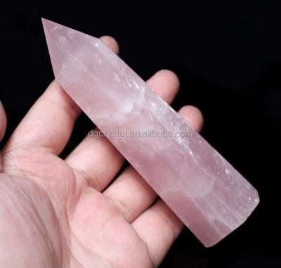 China Europe wholesale price rose quartz crystal wand point prism for decoration for sale