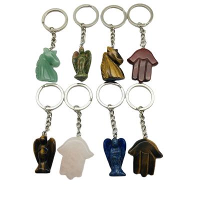 China Angel Crystal Palms China Nature Unicon Healing Key Ring Key Chain Crystal Key Ring For Decoration Gift for sale