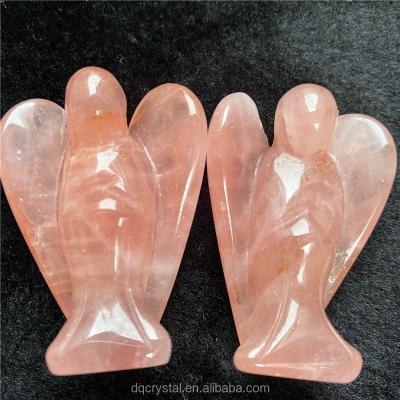 China China Wholesale Hand Cut Natural Crystal Rose Quartz Angel For Wedding Gift for sale