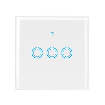 China Classic Glass Switch Alexa Touch Switch Controlled Electric Light 3 Strip Wifi Inteligente Zigbee 220V Remote Smart Switch for sale