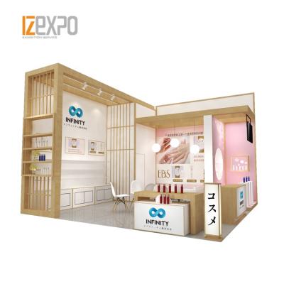 China IZEXPO 30MINS QUICK CONSTRUCTION 20x20 Fair Modern Cosmetic Booth Cosmetic Stand Beauty Booth for sale