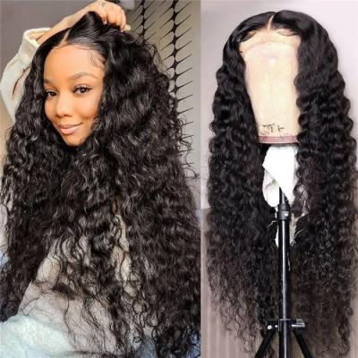 China Deep Wave 13x6 Wave Closure Wig Natural Transparent Raw Hair Wig Headband and Deep Bundles Hair for sale