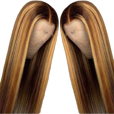 China Silky Straight Wave 13x4 Highlight Blonde HD Transparent Lace Front Wigs Hair Colored 150% Density for sale