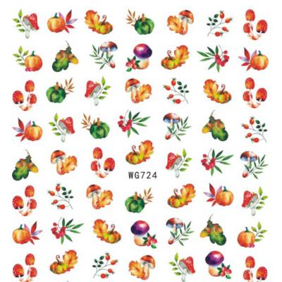 China Nail New Autumn Leaves Nail Art Decoration Stickers Pumpkin Turkey Thanks WG721-736 2021 Giving Nail Day Holiday Nail Sticker for sale