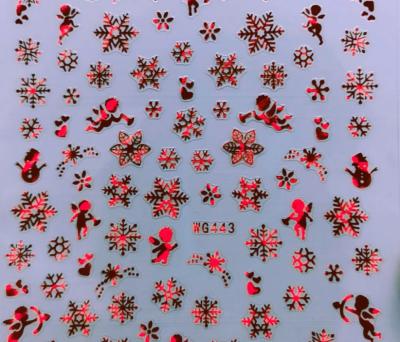 China WG440-443 2021 new color laser snowflake strap glue nail stickers winter snowflake nail stickers for sale