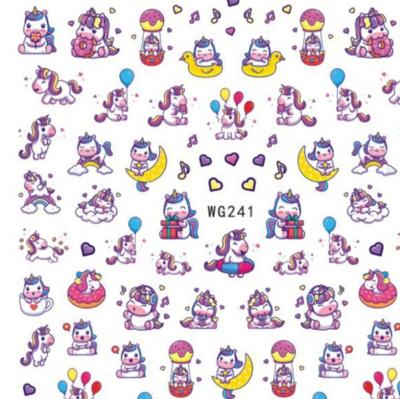 China New WG241-251 Paper Unicorn Ultra-thin Adhesive Nail Stickers For Kids Pony Nail Stickers Nail Stickers for sale