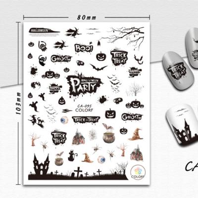 China Hot Selling CA091-0096 CA339-346 Halloween Nail Decals Skeleton Nail Polish Paper Decals for sale