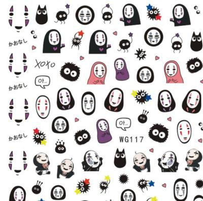 China Paper WG117-122 new Halloween fasten plastic nail stickers INS pumpkin nail stickers skull nail stickers for sale