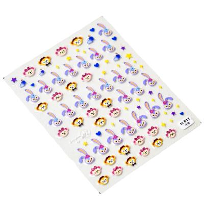 China Nail Art Decoration Hot Sale Japanese Style 5D Glue Emboss Nail Decals New Design 3D Monkey Rabbit Cartoon Nail Stickers New for sale