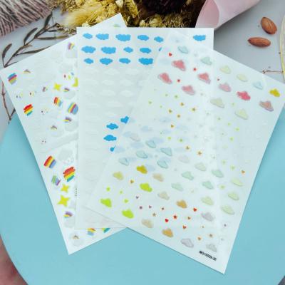 China Japanese Self Adhesive Nail Art Decoration DIY Stickers White Cloud Rainbow Pattern Nail Art Decals&Stickers For Nail Decorations for sale