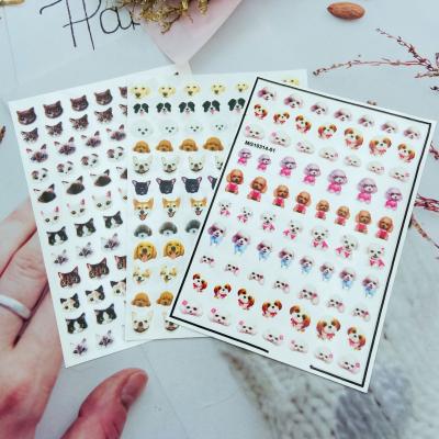 China Nail Art Decoration Wholesale DIY 3D Stickers Self Adhesive Cute Cat Dog Anime Nail Art Sticker for sale