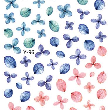 China Y095-Y103 3D Contrast Color Graffiti Nail Sticker Rainbow Ma Xuan Ya Wind Halo Dyed Paper Pad Dry Flower Leaves for sale