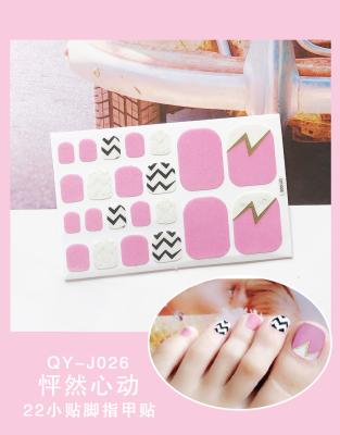 China European and American famous nail stickers QY-J001-QY-J032 nc wind paper nail stickers 3d toe nail stickers full-durable pink patch for sale