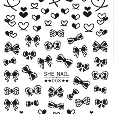 China Paper Wholesale SHE001-SHE012 Black Gold SHE001-SHE012 Nail Art Applique Flower Applique Flower Nail Stickers White Silver for sale