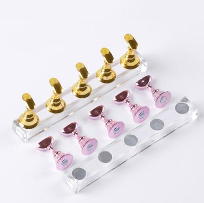 China Acrylic Art Manicure Tools SCNT39 Training Display Stand Kit Crystal False Nail Tips DIY Nail Holders Practice Set Magnetic Nail Holder for sale