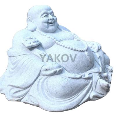 China Large Chinese Outdoor Natural Stone Laughing Buddha Statues for Garden for sale