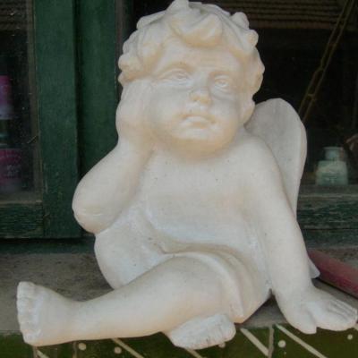 China Western Decoration Small Angel White Stone Statue for sale