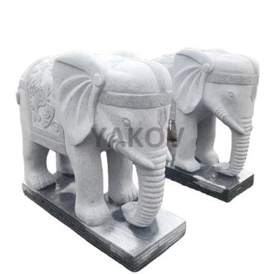 China Gray Granite Elephant Carvings Traditional Outdoor Large Stone Animal Statues for sale