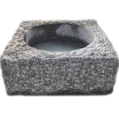 China Garden Decoration Natural Outdoor Water Feature Garden Square Gray Stone Water Bowls for sale