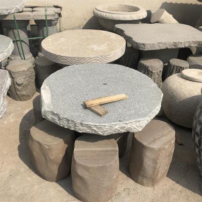 China Round Stone Table and Benches Outdoor Granite Stone Garden Granite for sale