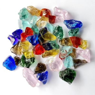 China Yard Recycled Crushed Glass Rocks Glass Nuggets Glass Chunks For Landscaping for sale