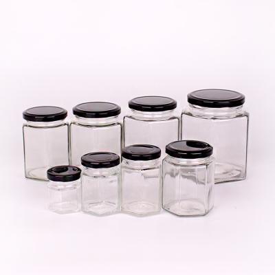 China Direct Wholesale Freshness Preservation Food Container Jar 100ml Airtight Hexagonal Glass Container For Food for sale