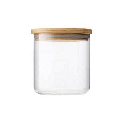 China Wholesale 80ml 100ml 120ml 200ml 300ml 500ml Freshness Preservation Glass Spice Jars Container With Bamboo Lid For Food for sale