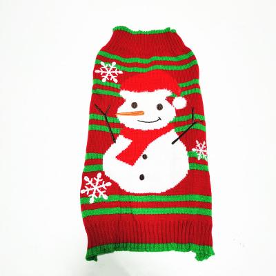 China New Viable Merry Christmas Dog Clothes Embroidery Snowman Christmas Dog Wool Pattern Sweater for sale