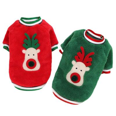 China 2021 New Viable Christmas Pet Velvet Clothes Deer Face Merry Christmas Dogs Cats Clothes Bulldog Ropa de perro de Navidad for sale