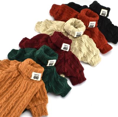 China Viable high neck knitted pet sweater embroidery label 6 colors dog clothes mascota sweater Ropa de mascota for sale