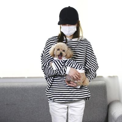 China Sustainable Stripe Matching Pet And Human Clothes Dog Hoodies With Human Matching Clothes for sale