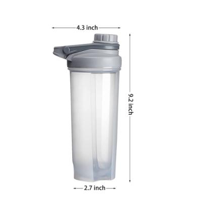 China Sustainable Custom Powder Gym Protein Cup Sports Plastic Protein Fitness Shaker Bottles With Mixing Ball for sale