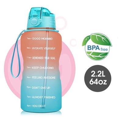 China Sustainable 2.2L 64OZ Popular In South America Vacuum BPA FREE Plastic Water Bottle With Custom Color And Logo for sale