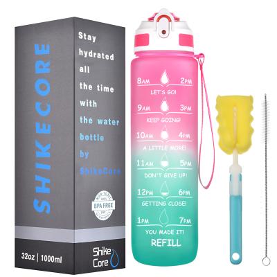 China Stocked Motivational Water Bottle, 32 oz Water Bottle, Water Jug with Time Maker and Straw for sale