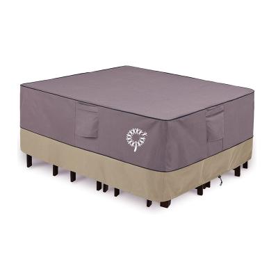 China Custom Oxford Fabric 600D Logo Waterproof UV Resistant Square Rectangular Patio Table Cover With Air Vent for sale