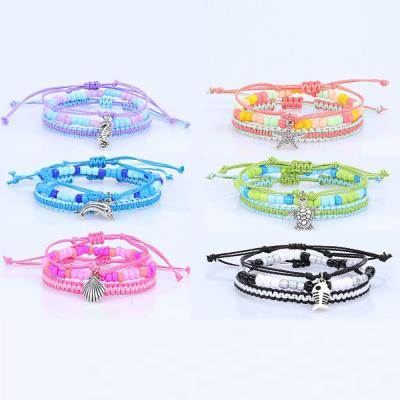 China FASHIONABLE Bohemian Turtle Bohemian New Ocean Starfish Dolphin Link Bracelet MELLON Rice Dangle Bead Set Friendship Couples Bracelet for sale