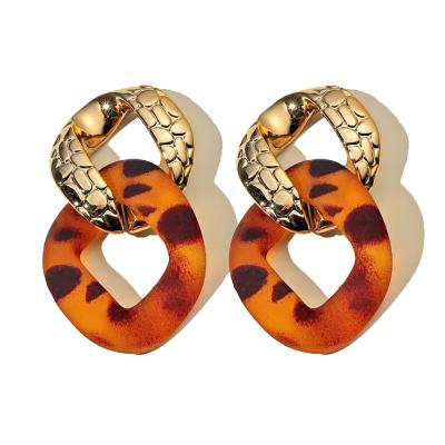 China MELLON fashion simple vintage women's fashion tortoisesbill acetate jewelry leopard print acrylic leopard print square dangle earrings for sale