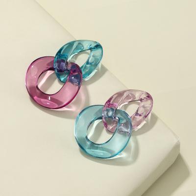 China FASHIONABLE MELLON Shape Transparent Irregular Twisted Chain Acrylic Earrings Jelly Color Resin Acrylic Chain Ring Earrings for sale