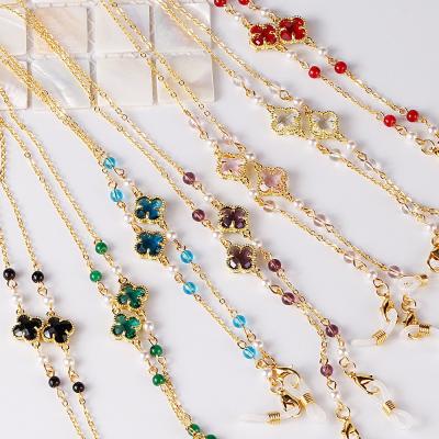 China Fasion MELLON Fashion Color Crystal Women Gold Mask Necklace Holder Eye Glass Mask Chain for sale